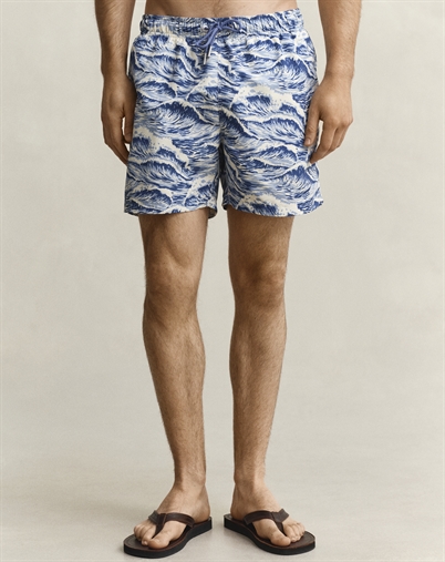 Gant - Waves Print Badeshorts - Vintage Blue